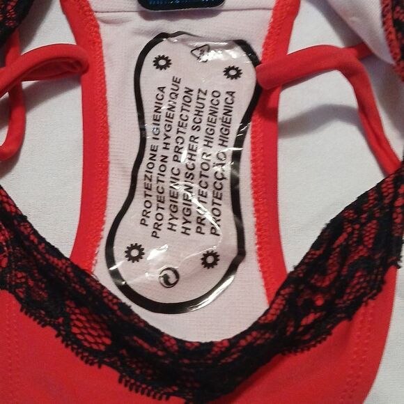 Plunge bikini bottoms dull red and lime green bottoms only both NWT Sz XS NWT - Picture 8 of 8